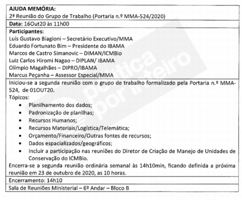 Como está o trabalho do GT sobre a fusão Ibama-ICMBio. Confira as atas