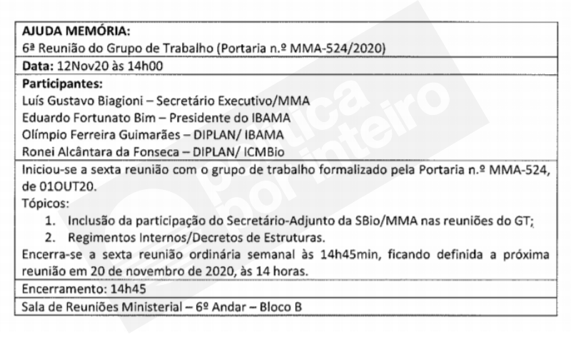 Ata da 6ª reunião do GT Ibama-ICMBio