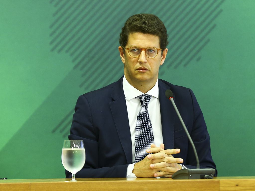 O ministro do Meio Ambiente, Ricardo Salles, durante entrevista coletiva após Cúpula de Líderes sobre o Clima. (Foto: Marcelo Camargo/ABr)